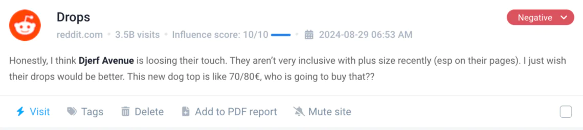 Negative mention detected by Brand24.